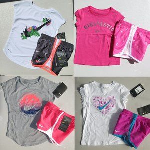 Nike girls Summer Lined Dri-fit Shorts & T-Shirts Size 2T or 4T  NEW Smiley